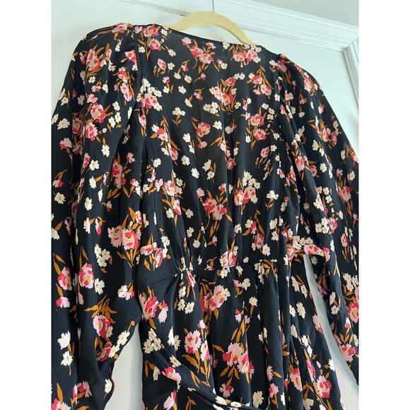 A.L.C. Carlo Floral Black Wrap Floral Mini Dress Silk Sz 6 - Picture 10 of 10